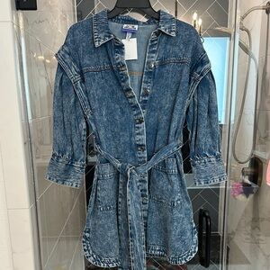 Acid Wash Denim Dress with Belt